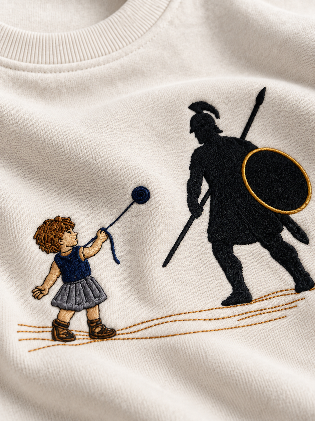 David & Goliath "Courage Over Fear" Embroidered Kids Crewneck - Vanilla product image