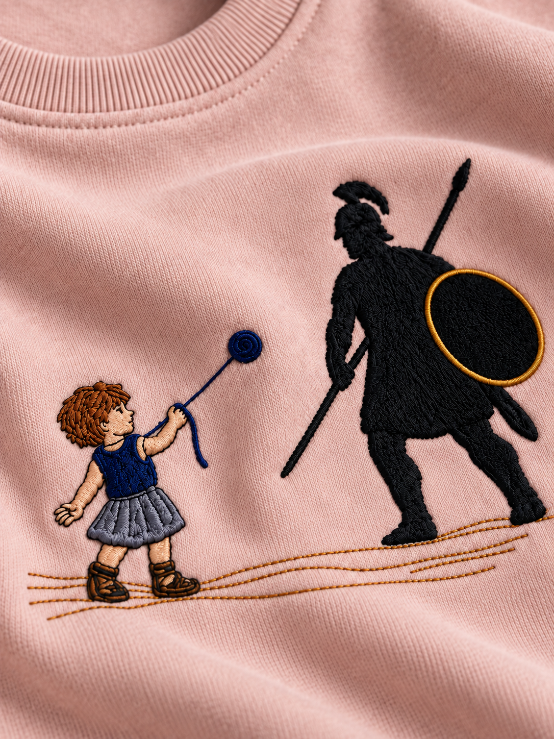 David & Goliath "Courage Over Fear" Embroidered Kids Crewneck - Pink product image