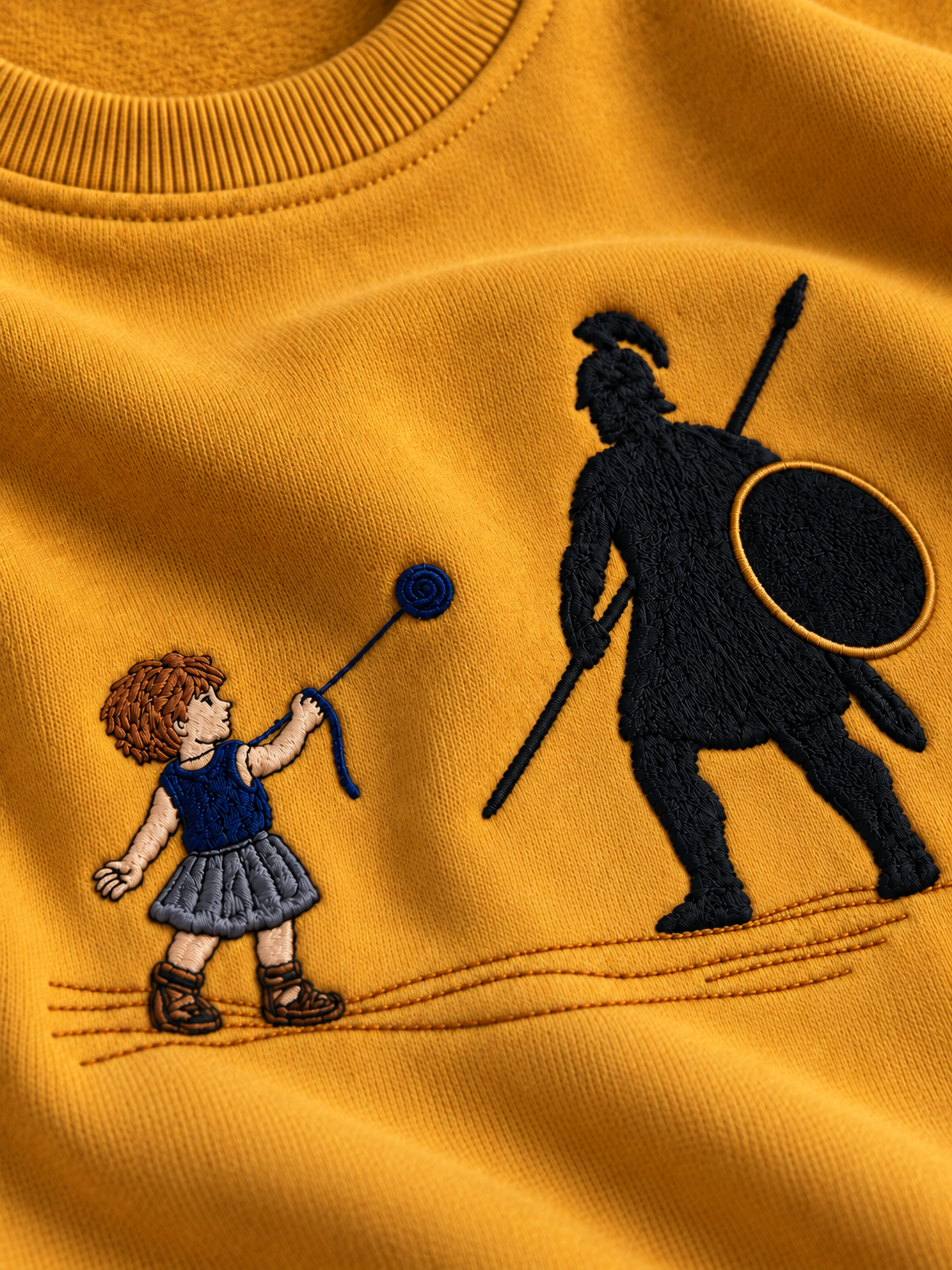 David & Goliath "Courage Over Fear" Embroidered Kids Crewneck - Mustard product image