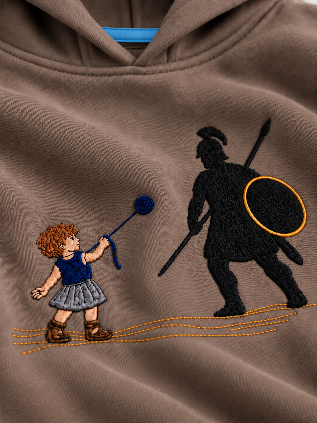 David & Goliath "Courage Over Fear" Embroidered Kids Hoodie - Brown product image