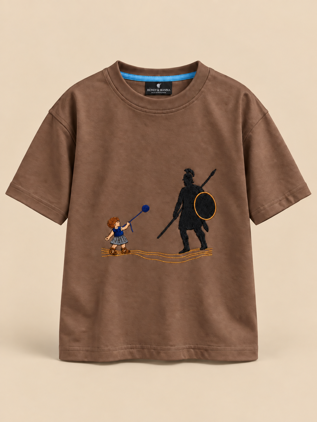 David & Goliath "Courage Over Fear" Embroidered Kids T-Shirt - Brown product image