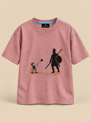 David & Goliath "Courage Over Fear" Embroidered Kids T-Shirt - Pink