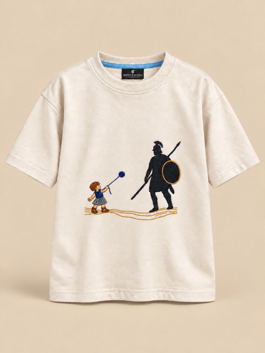 David & Goliath "Courage Over Fear" Embroidered Kids T-Shirt - Vanilla product image
