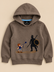 David & Goliath "Courage Over Fear" Embroidered Kids Hoodie - Brown
