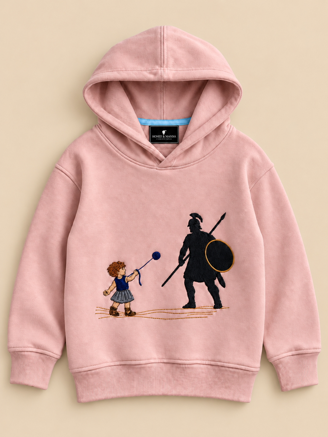 David & Goliath "Courage Over Fear" Embroidered Kids Hoodie - Pink product image