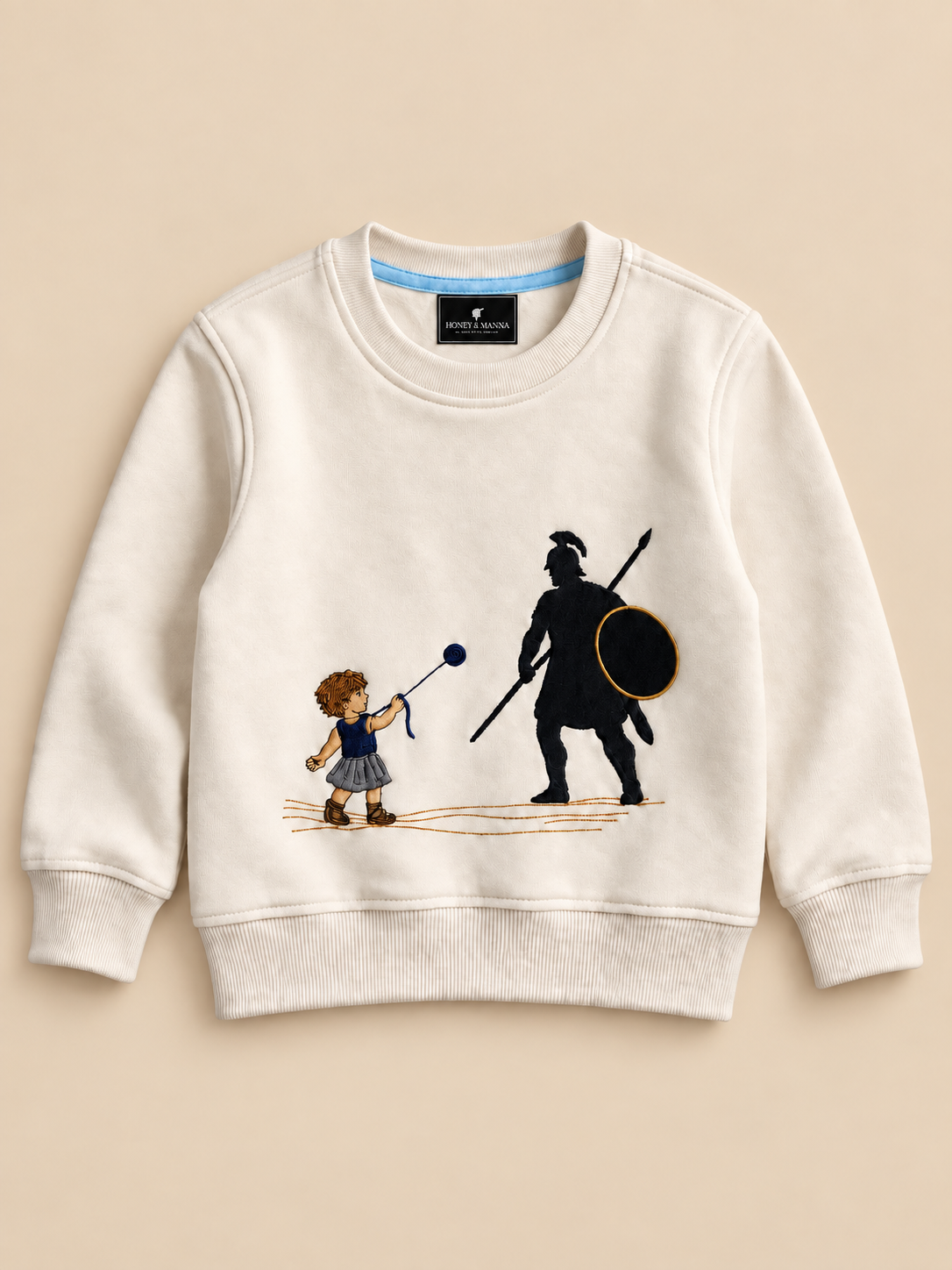David & Goliath "Courage Over Fear" Embroidered Kids Crewneck - Vanilla product image
