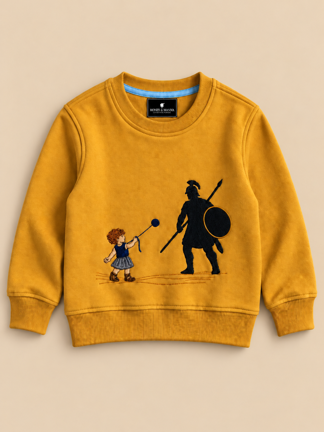 David & Goliath "Courage Over Fear" Embroidered Kids Crewneck - Mustard product image