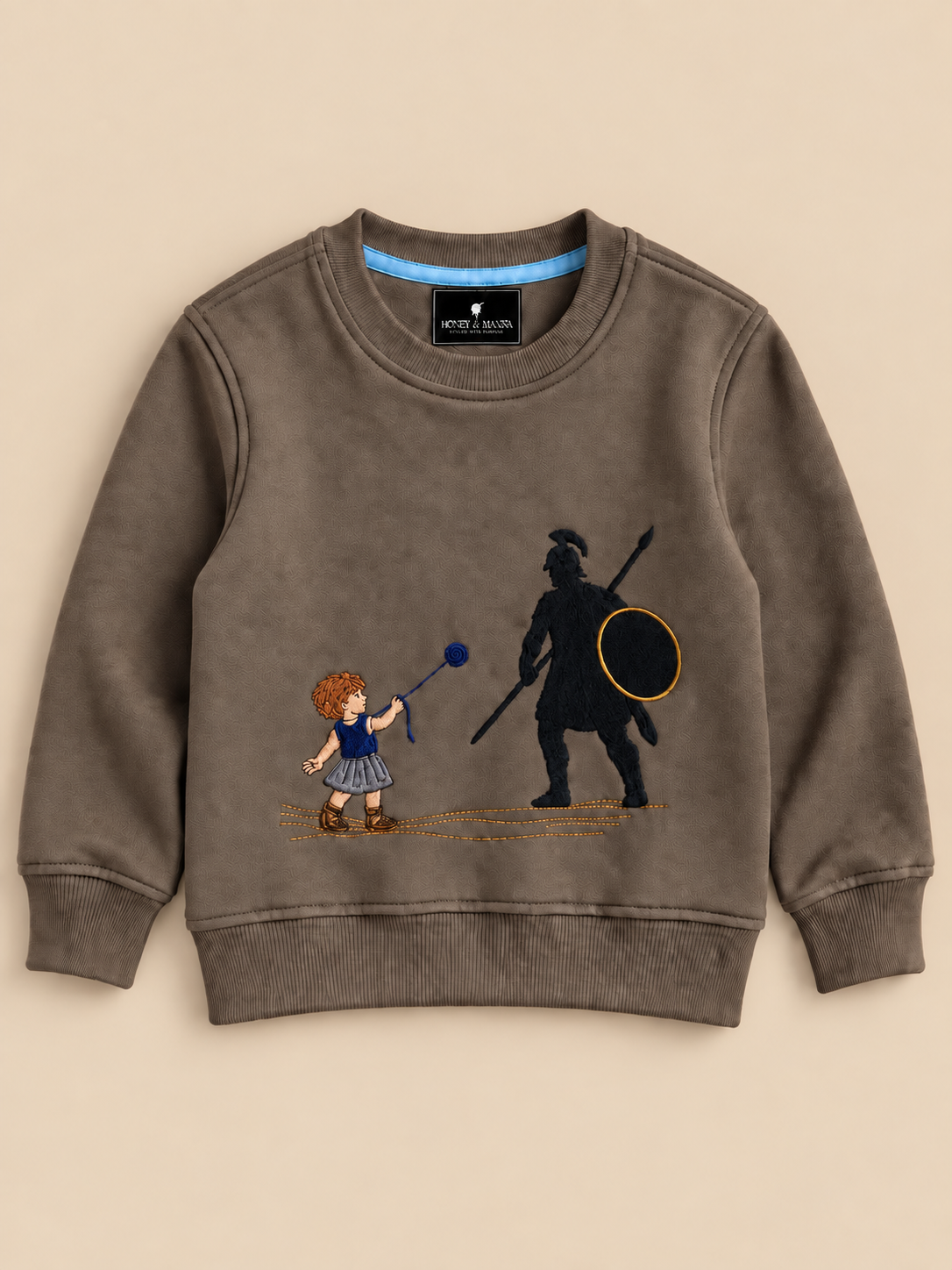 David & Goliath "Courage Over Fear" Embroidered Kids Crewneck - Brown product image