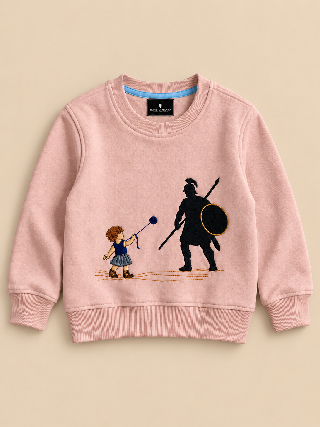 David & Goliath "Courage Over Fear" Embroidered Kids Crewneck - Pink product image