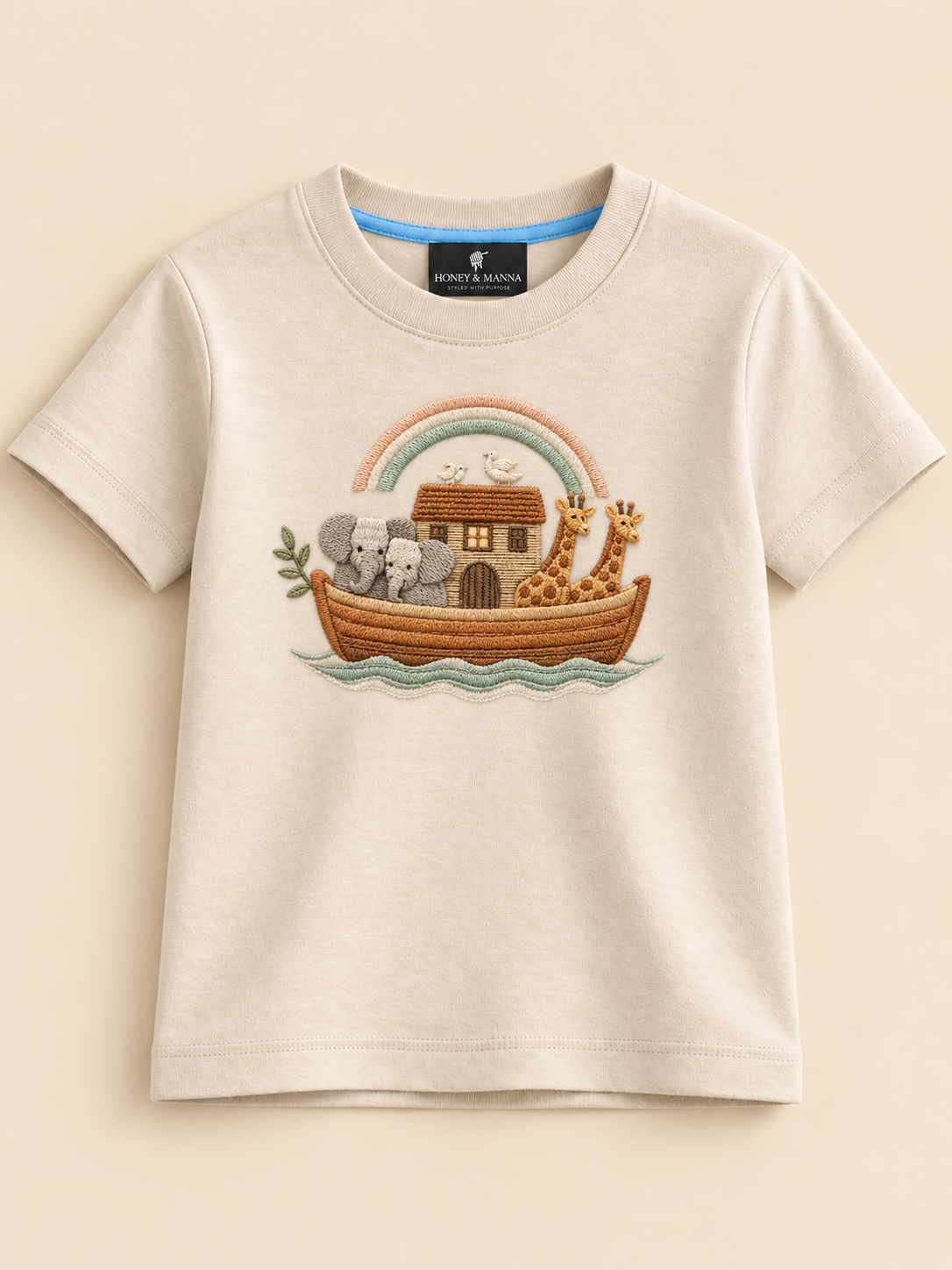 Noah's Ark "Promise Through the Storm" Embroidered Kids T-Shirt