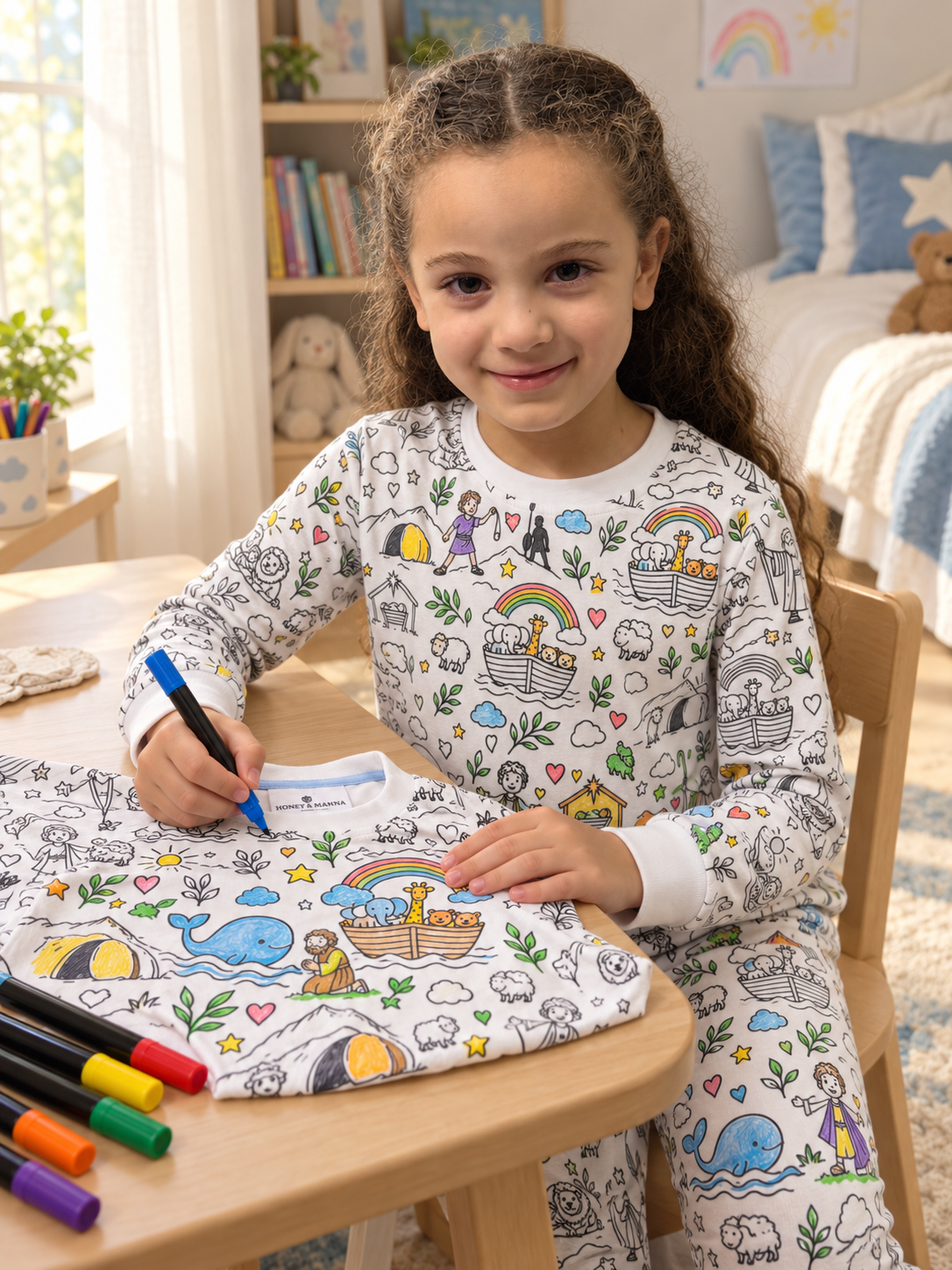 Honey & Manna “Color the Story” Bible Stories Kids Pajama Set