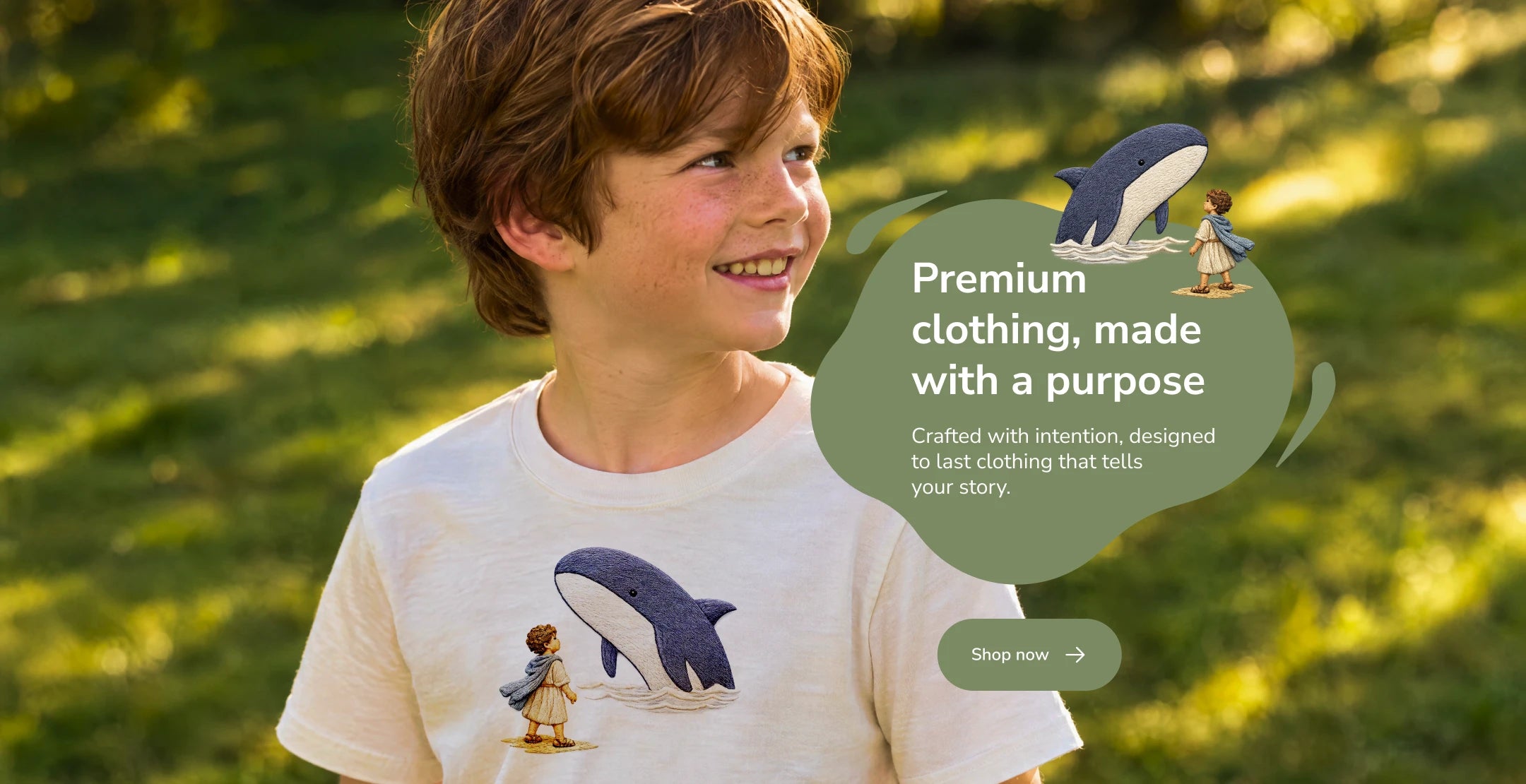 Child wearing a Honey & Manna organic cotton shirt